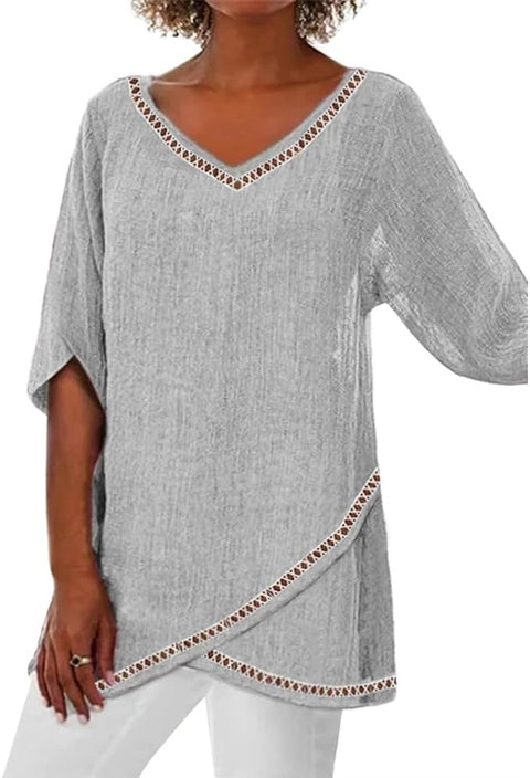 3D printing animal natural scenery V-neck nine-quarter sleeve loose T-shirt m301694