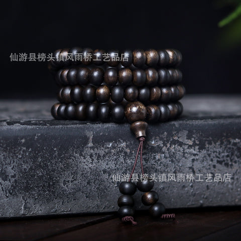 Agarwood Black Qinan High Oil Submerged High Quality Wooden Agarwood Bracelet 108 Buddha Beads Barrel Beads Hand Jewelry m3331277