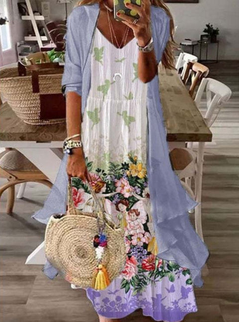 Holiday suspender long skirt Indian style swing skirt two-piece set m302893