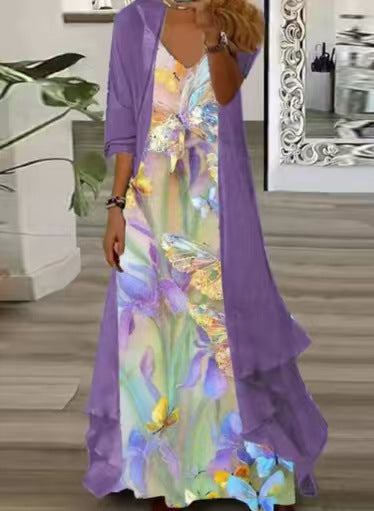Holiday suspender long skirt Indian style swing skirt two-piece set m302893