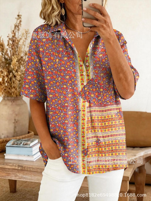 Summer shirt button-down collar pullover top m302960