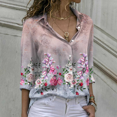 Long Sleeve Shirt 3D Sequin Gradient Print Loose Casual Top m302406