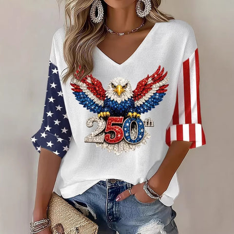 Summer V-neck short-sleeved top 3D digital printing women's casual short-sleeved m302655