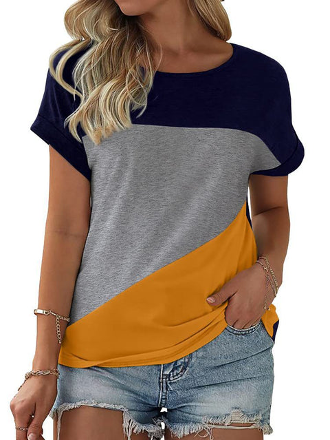 Color matching crew neck versatile casual women's top m302620