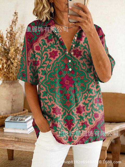 Summer shirt button-down collar pullover top m302960