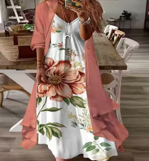 Holiday suspender long skirt Indian style swing skirt two-piece set m302893