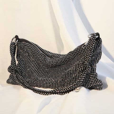 Knotted rhinestone full diamond dinner bag handmade diamond armpit bag m3331049