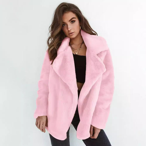 Fashion autumn and winter style plush lapel women's woolen coat women's m302193