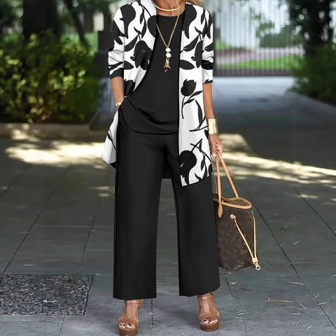Women's three-piece jacket vest plus pants set m302286