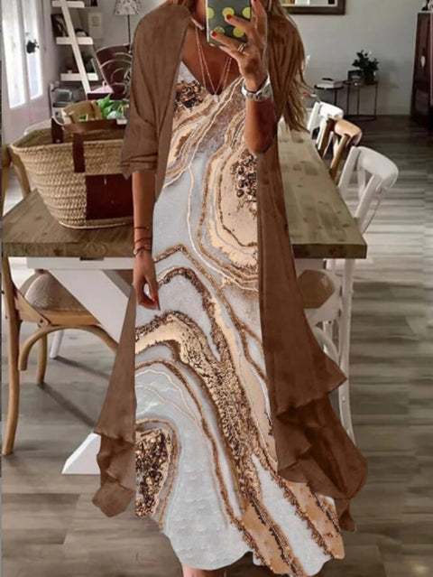 Holiday suspender long skirt Indian style swing skirt two-piece set m302893