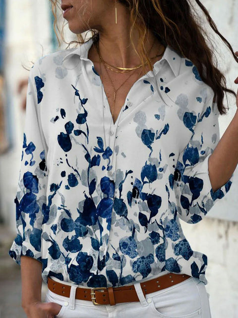 Digital Print Long Sleeve Shirt Urban Lady Print Top M302358