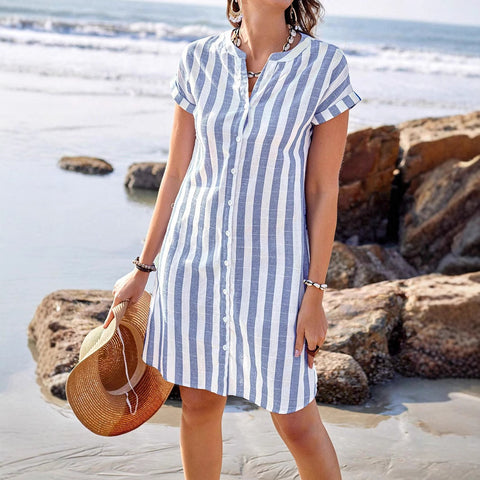Summer shirt women's fashion loose casual temperament striped top m302469