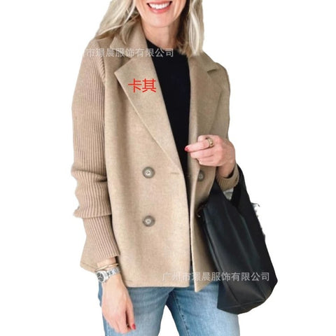 Women's fashion temperament woolen splicing jacket m302098