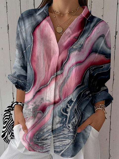 Short sleeve lapel print blouse m302889