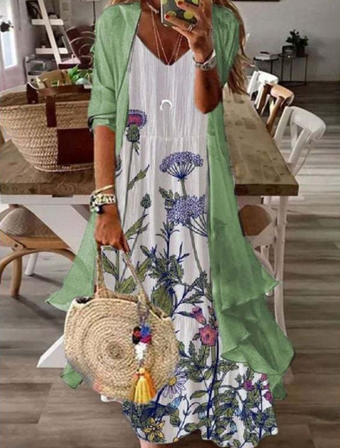 Holiday suspender long skirt Indian style swing skirt two-piece set m302893