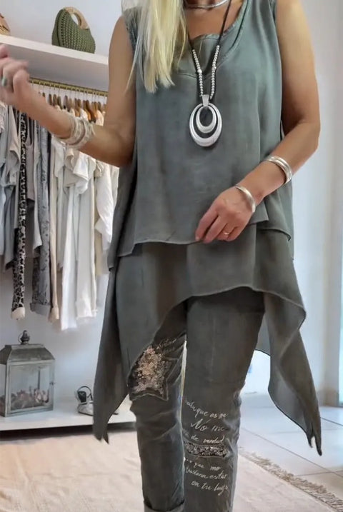 Casual fashion vest long hem 2-piece women's clothing m301505