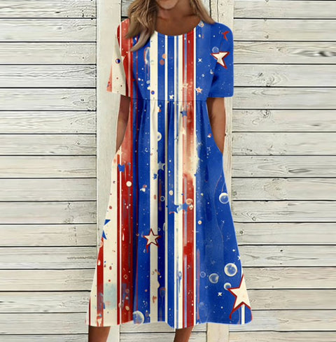 3D digital printing round neck short sleeve comfortable women's dress m302988