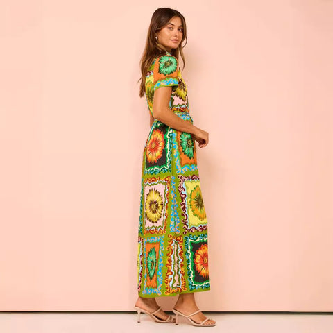 High Profile Fashion Printed Lace-up Cardigan Dress M300317