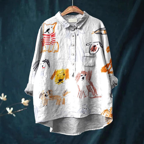 Loose printing crew neck casual large size women's T-shirt m301279