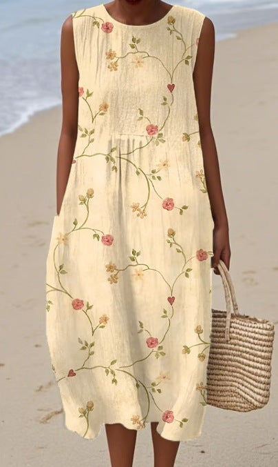 Sleeveless printed temperament long dress dress m301527