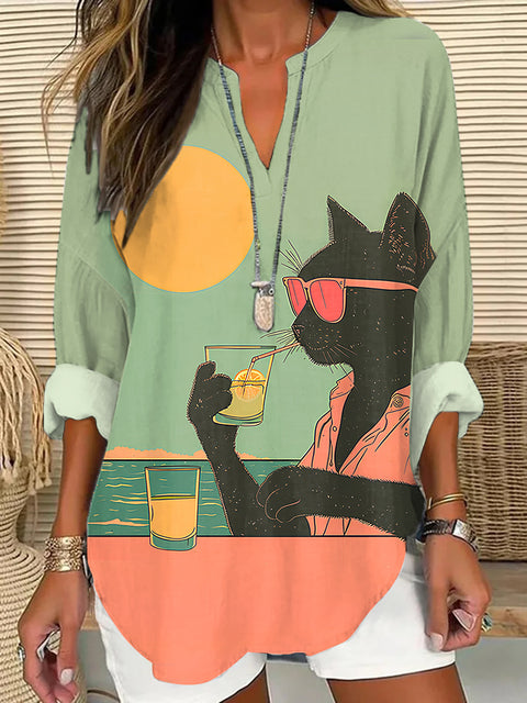 Loose printing round neck casual large size pullover women's clothing T m301359