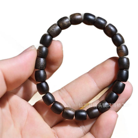 Agarwood Black Qinan High Oil Submerged High Quality Wooden Agarwood Bracelet 108 Buddha Beads Barrel Beads Hand Jewelry m3331277