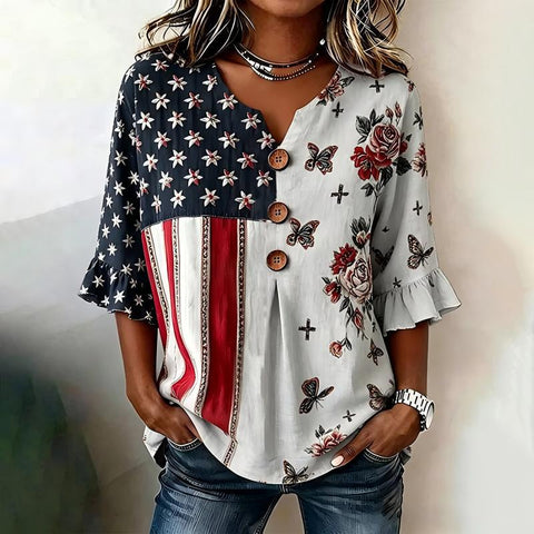 Digital printing sweet and cute T-shirt lace sleeve m302842