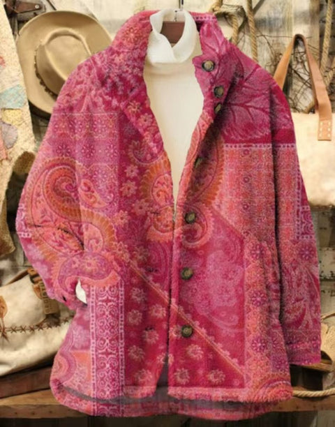 Loose 3D digital print women fleece jacket top autumn and winter m302122