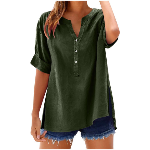 Linen top button shirt casual loose top m301356