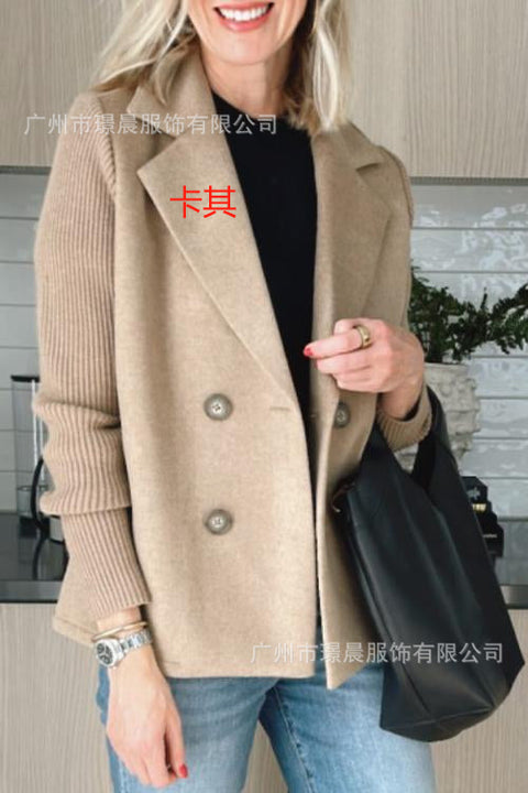 Women's fashion temperament woolen splicing jacket m302098