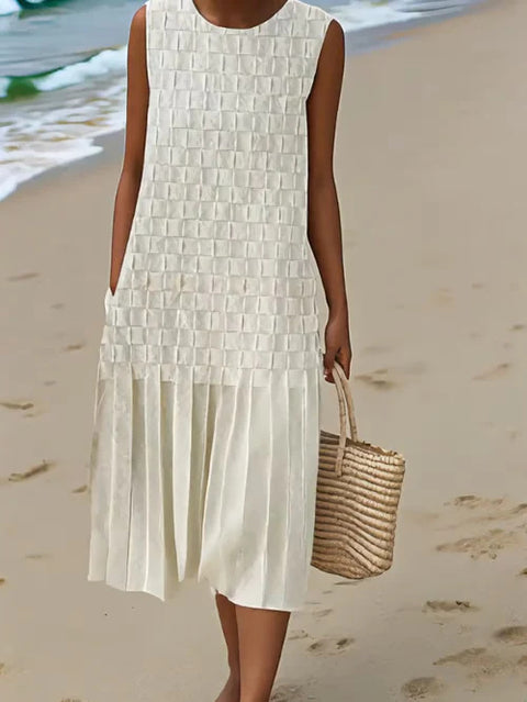 New sleeveless casual printing temperament long dress dress slim fit small fresh m302083