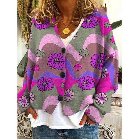 New Christmas abstract print casual cape jacket cardigan sweater m301665