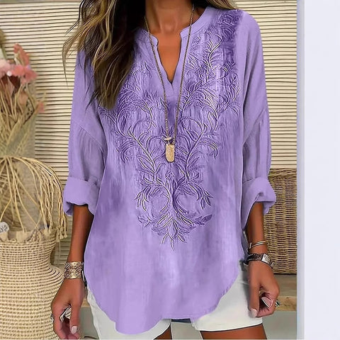 Floral simple casual temperament T-shirt long sleeve m301361