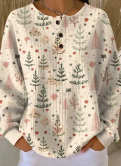 New retro 3D digital printing three-button stand-up collar Polo sweater m302116