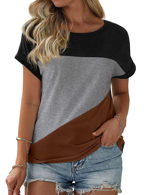 Color matching crew neck versatile casual women's top m302620