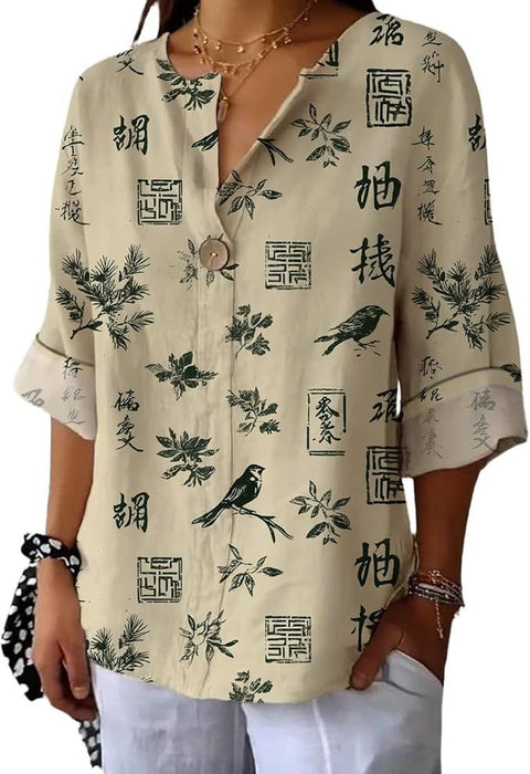 Fashion Women's Coconut Button Long Sleeve Shirt m302752