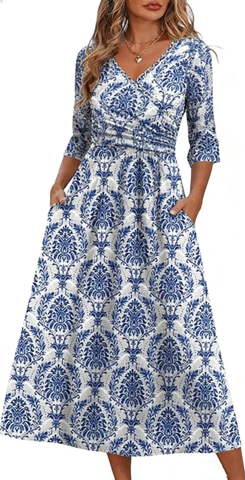 Summer v-neck pocket dress m302897