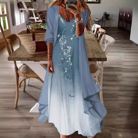 Holiday suspender long skirt Indian style swing skirt two-piece set m302893