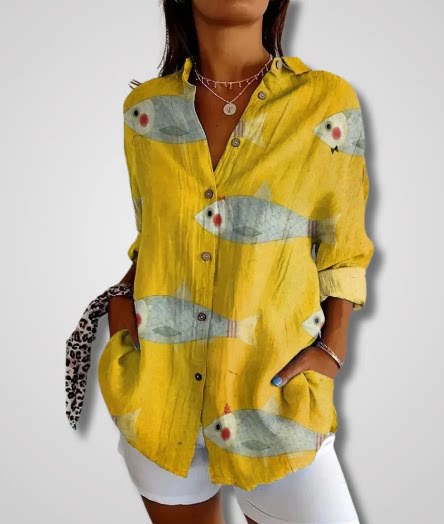 Long Sleeve Shirt 3D Sequin Gradient Print Loose Casual Top m302406