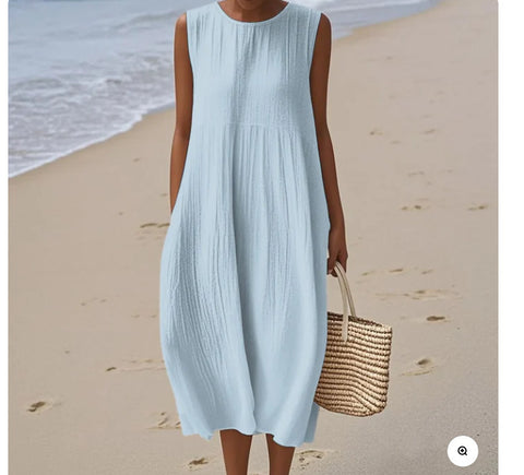 New sleeveless casual printing temperament long dress dress slim fit small fresh m302083