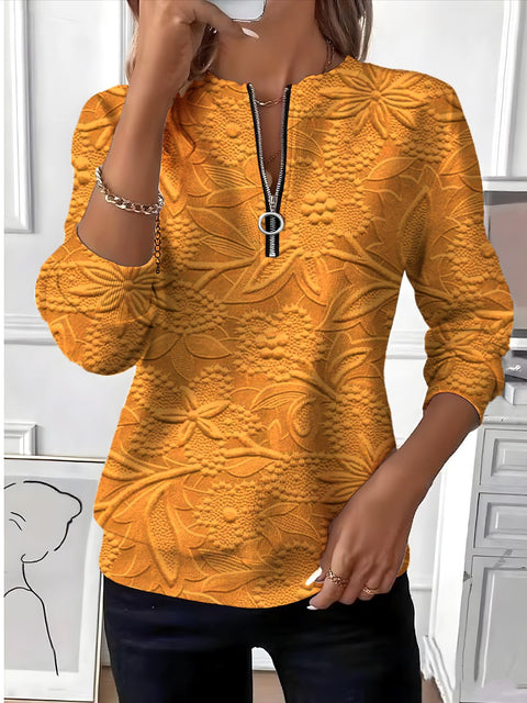 3D printed long-sleeved half-open zipper sweater for women m303052