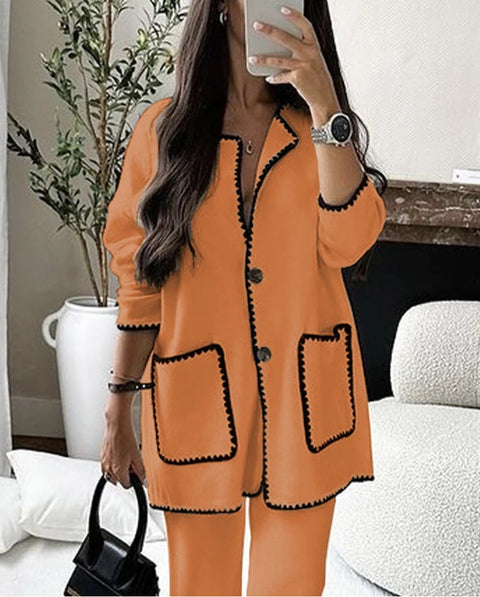 Women's suit autumn new fashion casual loose solid color two-piece set m301321