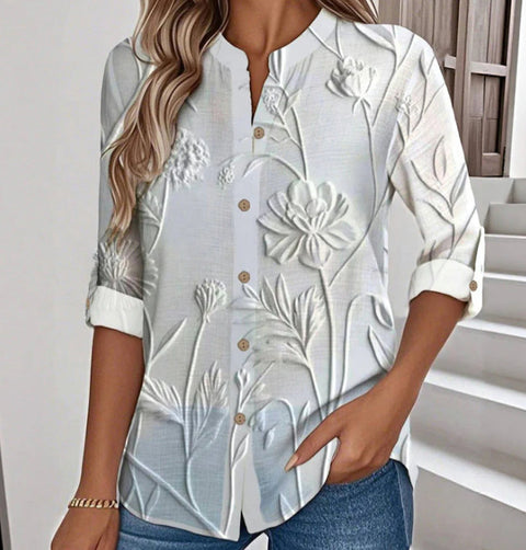 Women's long-sleeved loose 3D digital printing button-down shirt m302466