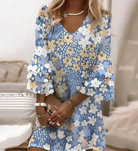 3D digital printing V-neck sleeveless dress m301223