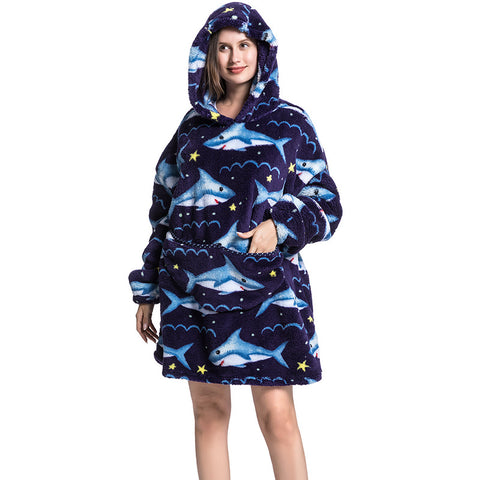 Family pajamas new cold clothes hooded sweater children's wearable blanket m302149