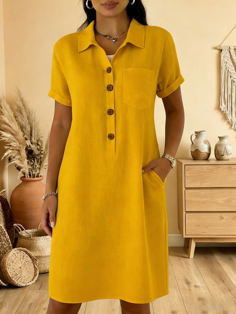Summer new comfortable casual pocket cotton women's dress m302972