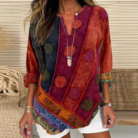 Women's summer small V-neck long-sleeved casual temperament T-shirt long-sleeved m301363