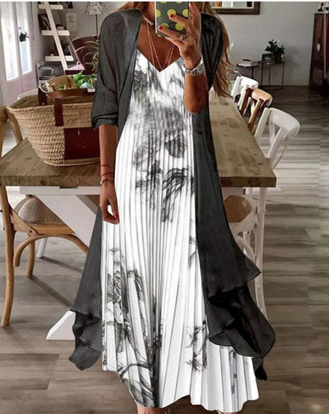 Holiday suspender long skirt Indian style swing skirt two-piece set m302893