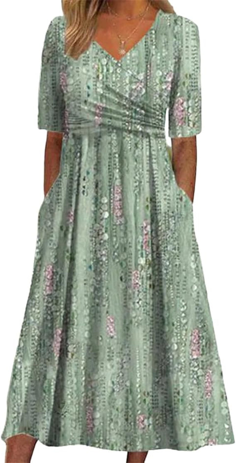 Summer v-neck pocket dress m302897
