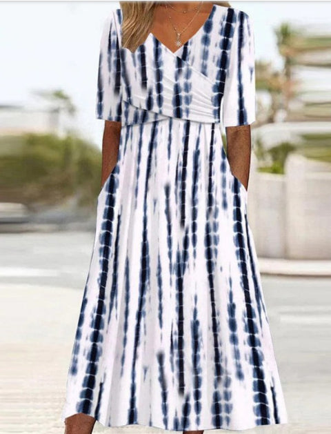 Summer v-neck pocket dress m302897